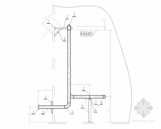 300立方油罐大样详图-罐进油和泵出口再循环接合管示意图 