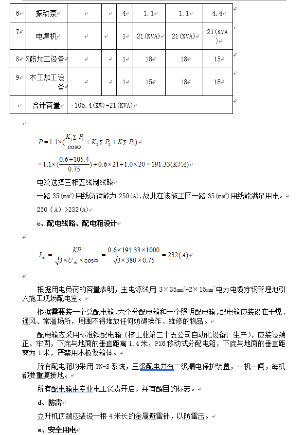 电信大厦机电工程施工组织设计方案-配电线路设计