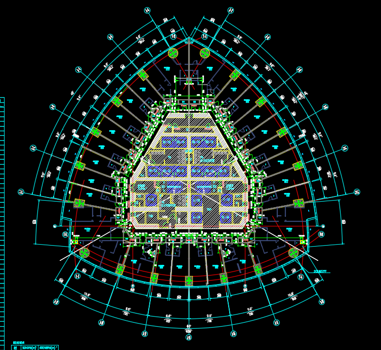 超高层框筒结构综合楼建筑施工图纸-标准层平面.png