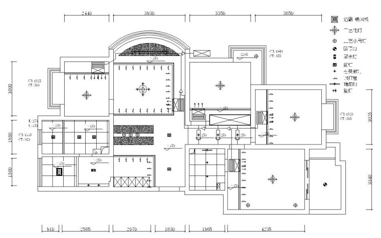超现代风格三室二厅装修施工图设计（附效果图）-顶面布置图