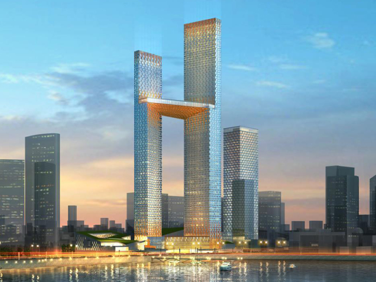天津超高层办公酒店综合体资料下载-[山东]SOM青岛海天中心超高层综合体建筑设计方案