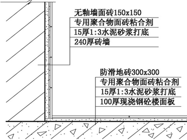 墙面装饰构造演示-粘贴墙地砖做法