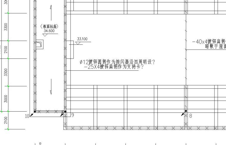 某学生宿舍电气施工图-屋顶防雷接地